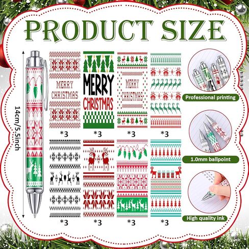 Epakh 24 Pcs Christmas Candy Cane Scented Pens Bulk with Peppermint Candy Scented Ink Ballpoint Pens Christmas Party Gifts Stocking Stuffers Holiday Classroom Gifts Stationery Supplies in Saudi Arabia
