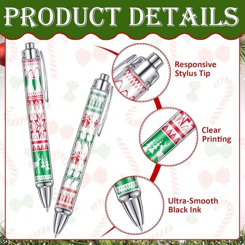 Epakh 24 Pcs Christmas Candy Cane Scented Pens Bulk with Peppermint Candy Scented Ink Ballpoint Pens Christmas Party Gifts Stocking Stuffers Holiday Classroom Gifts Stationery Supplies in Saudi Arabia