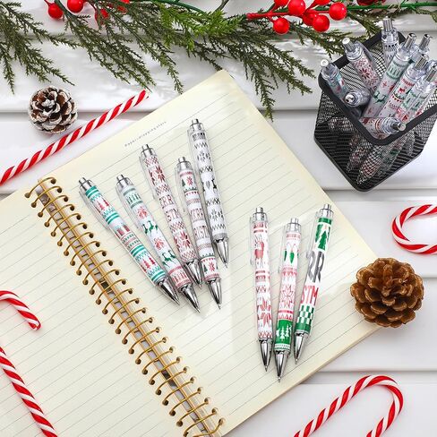 Epakh 24 Pcs Christmas Candy Cane Scented Pens Bulk with Peppermint Candy Scented Ink Ballpoint Pens Christmas Party Gifts Stocking Stuffers Holiday Classroom Gifts Stationery Supplies in Saudi Arabia