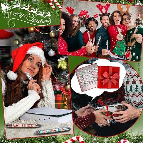 Epakh 24 Pcs Christmas Candy Cane Scented Pens Bulk with Peppermint Candy Scented Ink Ballpoint Pens Christmas Party Gifts Stocking Stuffers Holiday Classroom Gifts Stationery Supplies in Saudi Arabia