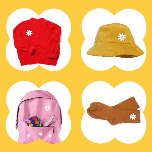 20 Pcs 4 Size Daisy Iron on Patches, Flower Embroidered Patches for DIY Decoration Clothes Appliques Embellishments Sewing for Hats, Bags, Jeans, Shirts in Saudi Arabia