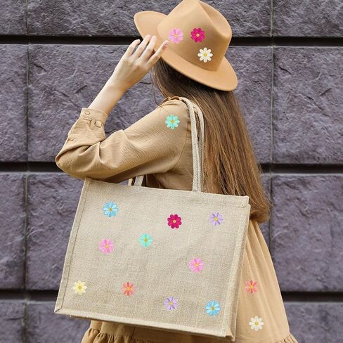 48Pcs Flower Iron on Patches, Cute Daisy Applique, Sew on Embroidered Applique Patch for Clothes Jeans Jackets Bags 8 Colors （1.6x1.6inch in Saudi Arabia