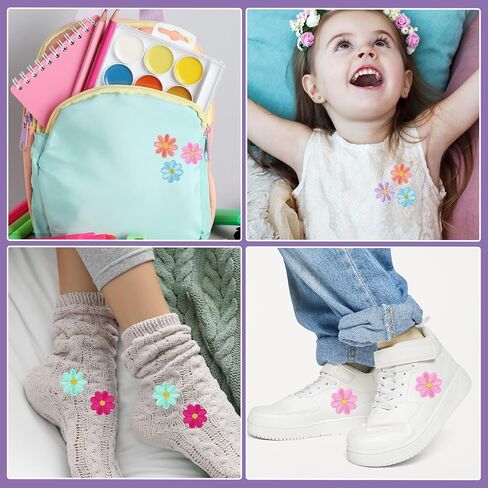 48Pcs Flower Iron on Patches, Cute Daisy Applique, Sew on Embroidered Applique Patch for Clothes Jeans Jackets Bags 8 Colors （1.6x1.6inch in Saudi Arabia