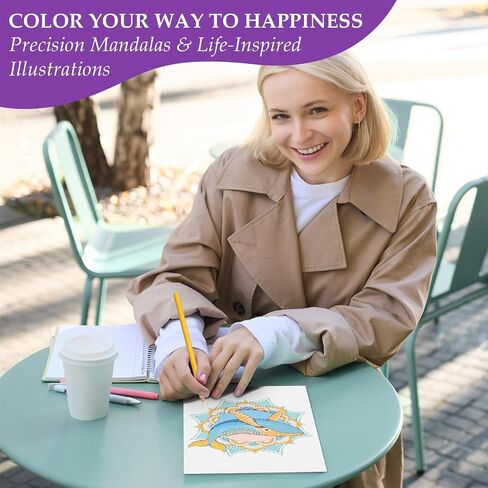 Adult Coloring Books for Women Relaxation, Spiral Bound Mindfulness Coloring Book with 36 Colors Markers, Anxiety Relief, Relaxing Gifts for Women & Men with 48 Patterns Include Mandala Animal Flowers in Kuwait