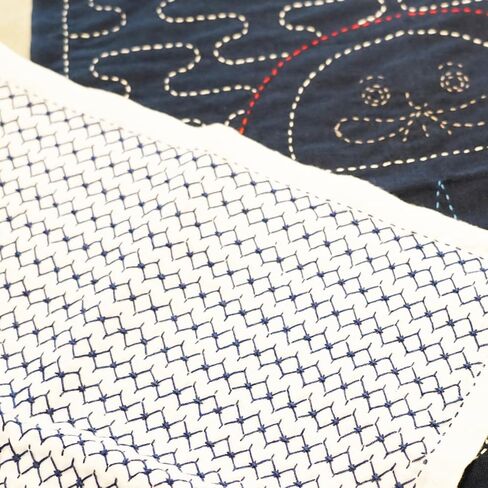 Sashiko Kit و Daruma Sashiko Thread والإبر والنسيج القطني مع طباعة خط الشبكة ، قلم رصاص علامات ، مختلط ومجموعة خياطة التصميم التقليدية (خيط غير محسوس/نسيج البحرية) in Kuwait