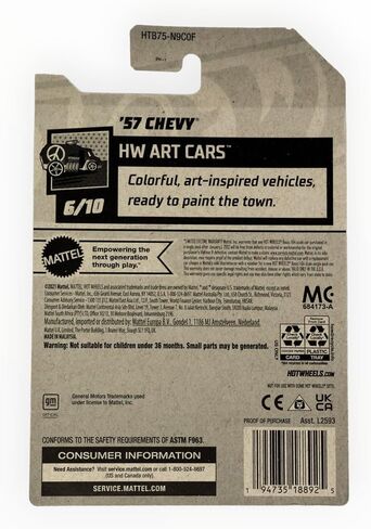Matchbox Hot Wheels '57 Chevy ، HW Art Cars 6/10 [Black] 121/250 ، L2593 in Saudi Arabia