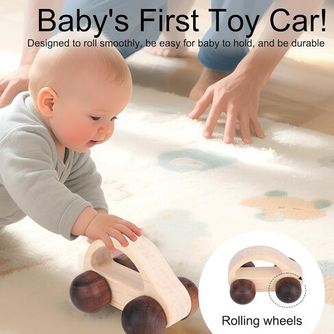 Boxob Wooden Toys Cars ، Queticletoy for Fine Motor Skill Development Wood Baby Push Race Car للأطفال الصغار طفل Baby Boy Girl Decore Decory Decory (Color 2) in Saudi Arabia