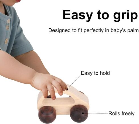 Boxob Wooden Toys Cars ، Queticletoy for Fine Motor Skill Development Wood Baby Push Race Car للأطفال الصغار طفل Baby Boy Girl Decore Decory Decory (Color 2) in Saudi Arabia