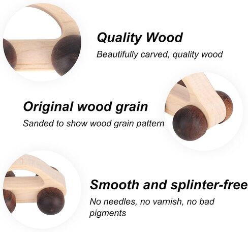 Boxob Wooden Toys Cars ، Queticletoy for Fine Motor Skill Development Wood Baby Push Race Car للأطفال الصغار طفل Baby Boy Girl Decore Decory Decory (Color 2) in Saudi Arabia