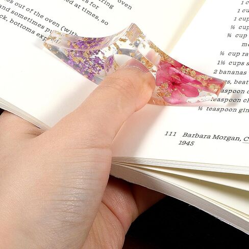 2 Pieces Dried Flower Resin Book Page Holder, Transparent Bookmark Handmade Thumb Ring Book Opener Page Holder Books Lovers Gift Books Accessories for Reading Lovers, Students and Teachers in Saudi Arabia