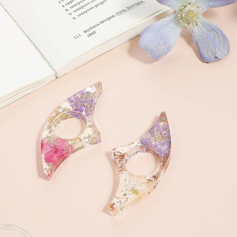 2 Pieces Dried Flower Resin Book Page Holder, Transparent Bookmark Handmade Thumb Ring Book Opener Page Holder Books Lovers Gift Books Accessories for Reading Lovers, Students and Teachers in Saudi Arabia