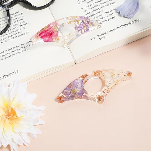 2 Pieces Dried Flower Resin Book Page Holder, Transparent Bookmark Handmade Thumb Ring Book Opener Page Holder Books Lovers Gift Books Accessories for Reading Lovers, Students and Teachers in Saudi Arabia