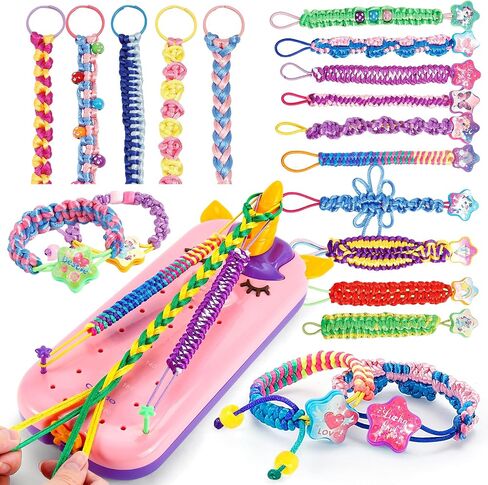 Caydo 2-in-1 Unicorn Friendship Bracelet Making Kit for Girls, Bracelet & Keychain Braiding Making Kit for Art and Craft Toys, String Bracelet Making Kit for Gifts Ideas, DIY Keychain and Bracelet in Saudi Arabia