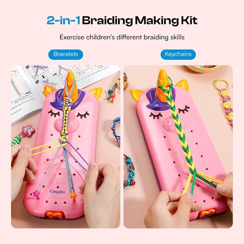 Caydo 2-in-1 Unicorn Friendship Bracelet Making Kit for Girls, Bracelet & Keychain Braiding Making Kit for Art and Craft Toys, String Bracelet Making Kit for Gifts Ideas, DIY Keychain and Bracelet in Saudi Arabia