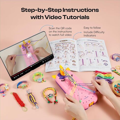 Caydo 2-in-1 Unicorn Friendship Bracelet Making Kit for Girls, Bracelet & Keychain Braiding Making Kit for Art and Craft Toys, String Bracelet Making Kit for Gifts Ideas, DIY Keychain and Bracelet in Saudi Arabia