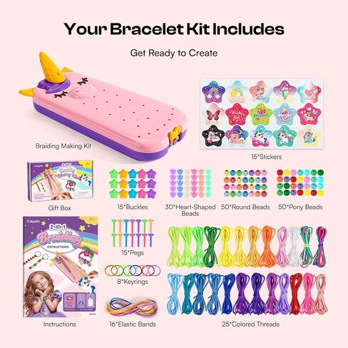 Caydo 2-in-1 Unicorn Friendship Bracelet Making Kit for Girls, Bracelet & Keychain Braiding Making Kit for Art and Craft Toys, String Bracelet Making Kit for Gifts Ideas, DIY Keychain and Bracelet in Saudi Arabia