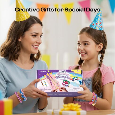 Caydo 2-in-1 Unicorn Friendship Bracelet Making Kit for Girls, Bracelet & Keychain Braiding Making Kit for Art and Craft Toys, String Bracelet Making Kit for Gifts Ideas, DIY Keychain and Bracelet in Saudi Arabia
