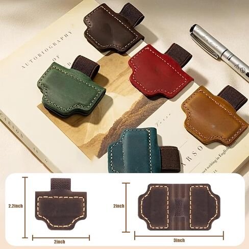 Pen Holder Bookmark, Mark Magnetic Leather Design for Reading Enthusiasts, Women & Travelers (Wine Red) in Kuwait