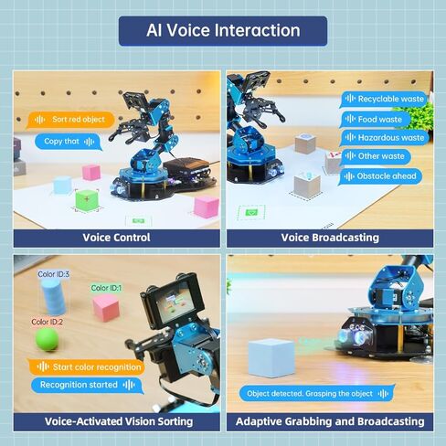 AI Vision & Voice Interaction Arm Smart Robotic Arm for Arduino Scratch Python 6dof Robot Arm STEM Project Robot and Engineering Kits ، Science/Coding/Programming Set ، Xarmai Advanced Kit in Saudi Arabia