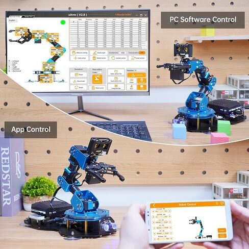 AI Vision & Voice Interaction Arm Smart Robotic Arm for Arduino Scratch Python 6dof Robot Arm STEM Project Robot and Engineering Kits ، Science/Coding/Programming Set ، Xarmai Advanced Kit in Saudi Arabia