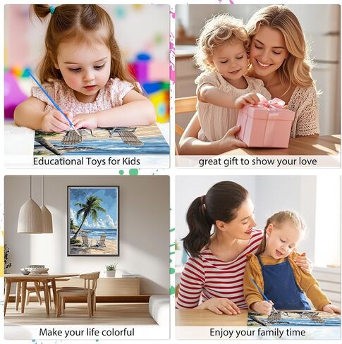 EOBROMD Paint by Numbers Kits for Adults Sunny Beach Palm, DIY Kits Crafts for Beginner, Painting Kits Adults, Oil Paint by Numbers for Home Decor Gift 16x20inch(Without Frame) in Saudi Arabia