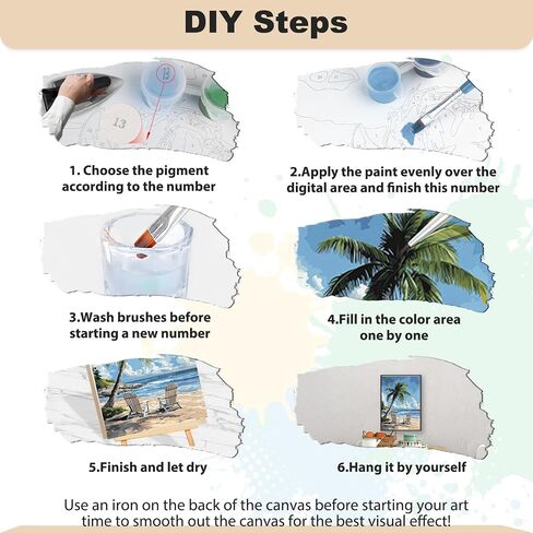 EOBROMD Paint by Numbers Kits for Adults Sunny Beach Palm, DIY Kits Crafts for Beginner, Painting Kits Adults, Oil Paint by Numbers for Home Decor Gift 16x20inch(Without Frame) in Saudi Arabia