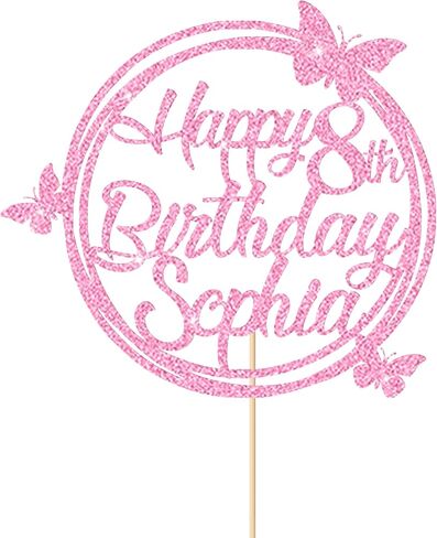 أغطية كعكة عيد ميلاد سعيد شخصية ، كعكة مخصصة ، أي اسم وأي من بريق مزدوج على الوجهين ، لزخارف الحفلات الحفلات في الحزب الحادي والعشرين الـ 30 - 50th 60th. in Kuwait
