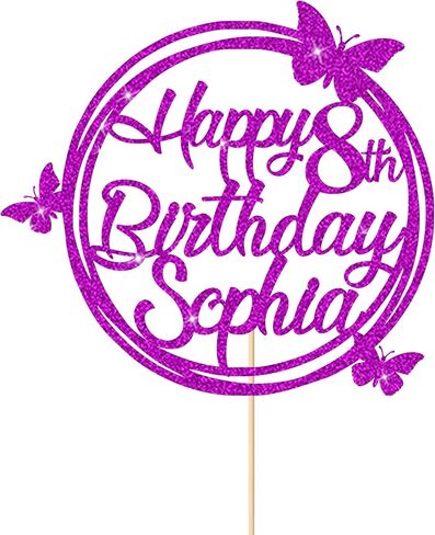 أغطية كعكة عيد ميلاد سعيد شخصية ، كعكة مخصصة ، أي اسم وأي من بريق مزدوج على الوجهين ، لزخارف الحفلات الحفلات في الحزب الحادي والعشرين الـ 30 - 50th 60th. in Kuwait