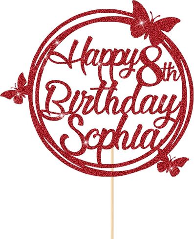 أغطية كعكة عيد ميلاد سعيد شخصية ، كعكة مخصصة ، أي اسم وأي من بريق مزدوج على الوجهين ، لزخارف الحفلات الحفلات في الحزب الحادي والعشرين الـ 30 - 50th 60th. in Kuwait