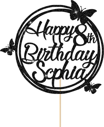 أغطية كعكة عيد ميلاد سعيد شخصية ، كعكة مخصصة ، أي اسم وأي من بريق مزدوج على الوجهين ، لزخارف الحفلات الحفلات في الحزب الحادي والعشرين الـ 30 - 50th 60th. in Kuwait