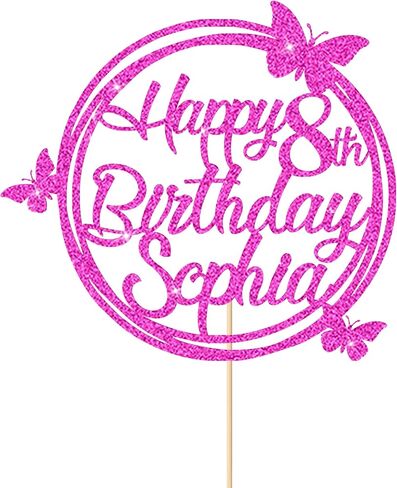 أغطية كعكة عيد ميلاد سعيد شخصية ، كعكة مخصصة ، أي اسم وأي من بريق مزدوج على الوجهين ، لزخارف الحفلات الحفلات في الحزب الحادي والعشرين الـ 30 - 50th 60th. in Kuwait