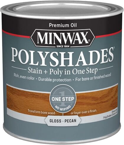 Minwax PolyShades Wood Stain + لمسة نهائية من البولي يوريثين - كوارت، بلوط كلاسيكي، ساتان in Kuwait