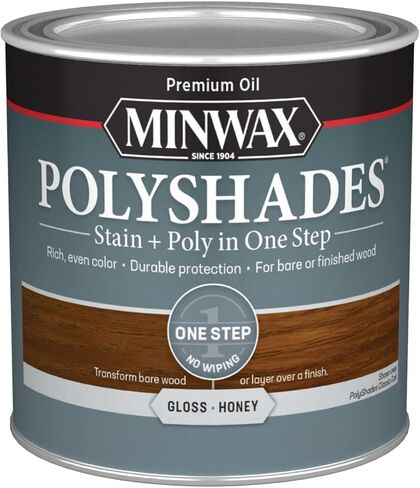 Minwax PolyShades Wood Stain + لمسة نهائية من البولي يوريثين - كوارت، بلوط كلاسيكي، ساتان in Kuwait