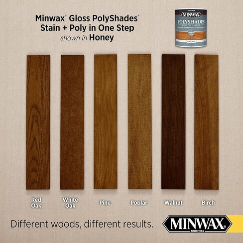Minwax PolyShades Wood Stain + لمسة نهائية من البولي يوريثين - كوارت، بلوط كلاسيكي، ساتان in Kuwait