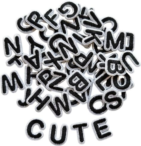 52pcs Iron on Letter Patches 0.7 inch, 2 Sets of 26 Embroidered Alphabet A-Z Patches for Clothing Jackets Hats Backpacks Jeans Black in Kuwait