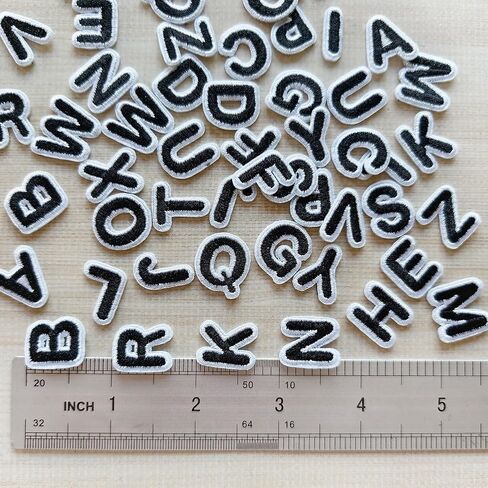 52pcs Iron on Letter Patches 0.7 inch, 2 Sets of 26 Embroidered Alphabet A-Z Patches for Clothing Jackets Hats Backpacks Jeans Black in Kuwait