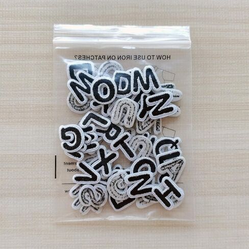 52pcs Iron on Letter Patches 0.7 inch, 2 Sets of 26 Embroidered Alphabet A-Z Patches for Clothing Jackets Hats Backpacks Jeans Black in Kuwait