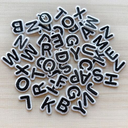 52pcs Iron on Letter Patches 0.7 inch, 2 Sets of 26 Embroidered Alphabet A-Z Patches for Clothing Jackets Hats Backpacks Jeans Black in Kuwait
