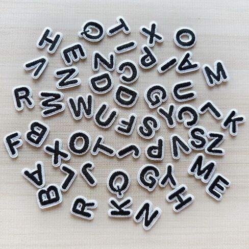 52pcs Iron on Letter Patches 0.7 inch, 2 Sets of 26 Embroidered Alphabet A-Z Patches for Clothing Jackets Hats Backpacks Jeans Black in Kuwait