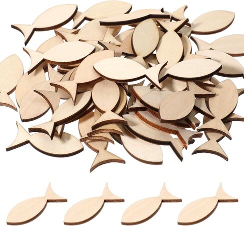 50 PCS Wooden Fish Cut Outs, Unfinished Wood Fish Cutouts Blank Wooden Fishes for Crafts Mini Sea Animal Shape Wood Slices Pieces for DIY Embellishment Painting Summer Ocean Nautical Theme Decoration in Saudi Arabia