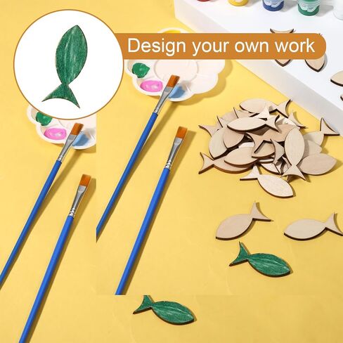 50 PCS Wooden Fish Cut Outs, Unfinished Wood Fish Cutouts Blank Wooden Fishes for Crafts Mini Sea Animal Shape Wood Slices Pieces for DIY Embellishment Painting Summer Ocean Nautical Theme Decoration in Saudi Arabia