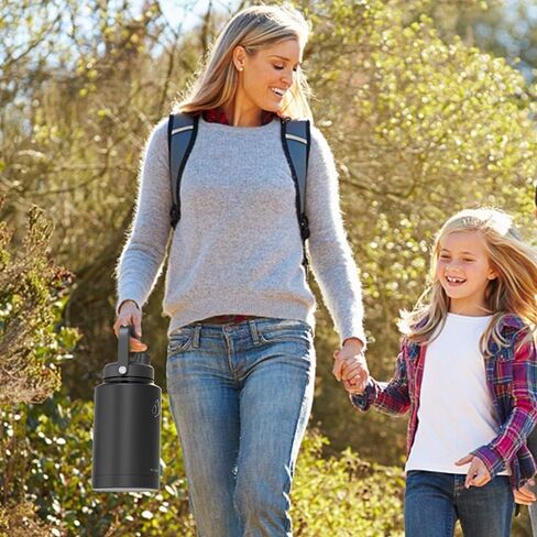 غطاء قش BUZIO سعة 128 أونصة/84 أونصة زجاجة مياه معزولة من الفولاذ المقاوم للصدأ فقط، غطاء بديل من القش بقطر 4.33 بوصة إبريق جالون معزول مع مقبض عريض كبير، سهل الحمل، مانع للتسرب وخالي من مادة BPA in Kuwait