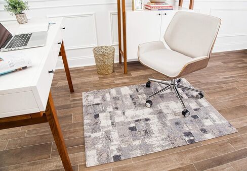 ANJI Mountain Rug'd Office Chair Mat for Carpet & Hardwood Floor - Jacquard منسوج أعلى ، دعم مضاد للانزلاق ، كومة منخفضة ، حصيرة كرسي مكتب حامي الأرضية ، سجاد المكتب للكراسي المتداول (36 × 48) in Kuwait