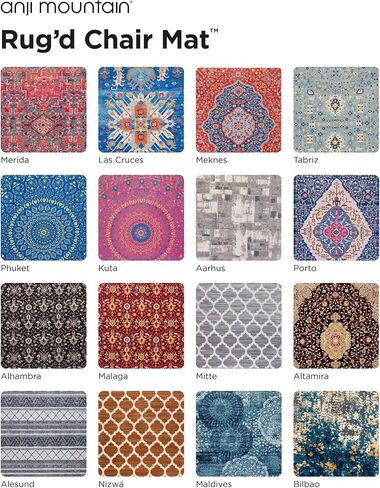 ANJI Mountain Rug'd Office Chair Mat for Carpet & Hardwood Floor - Jacquard منسوج أعلى ، دعم مضاد للانزلاق ، كومة منخفضة ، حصيرة كرسي مكتب حامي الأرضية ، سجاد المكتب للكراسي المتداول (36 × 48) in Kuwait