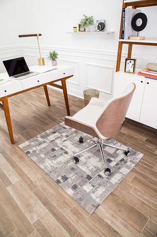 ANJI Mountain Rug'd Office Chair Mat for Carpet & Hardwood Floor - Jacquard منسوج أعلى ، دعم مضاد للانزلاق ، كومة منخفضة ، حصيرة كرسي مكتب حامي الأرضية ، سجاد المكتب للكراسي المتداول (36 × 48) in Kuwait