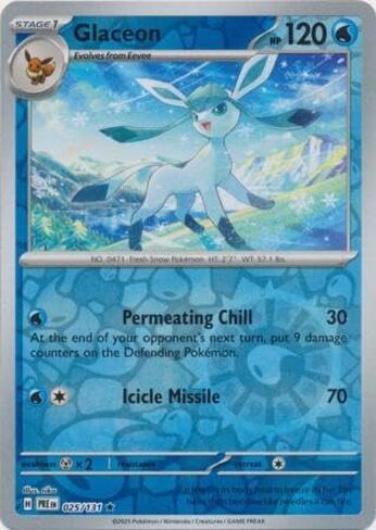 Pokemon - Glaceon 025/131 Evolutions Prismatic - بطاقة فردية رقائق عكسية in Saudi Arabia