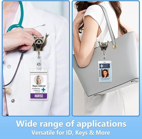 Retractable Raccoon Badge Reel with Alligator Clip - Cute Animal ID Holder for Work, Office, School, Convention, Fun & Durable Badge Reel Accessory ﻿ in Saudi Arabia