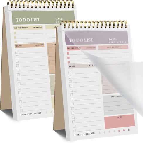 HAUTOCO 2 Packs to Do List Notepad, A5 to Do List Notebook for Work Undated Tear Off Daily Planner Notepad Task Checklist Organizer for Home Office School, Totally 208 Pages in Kuwait