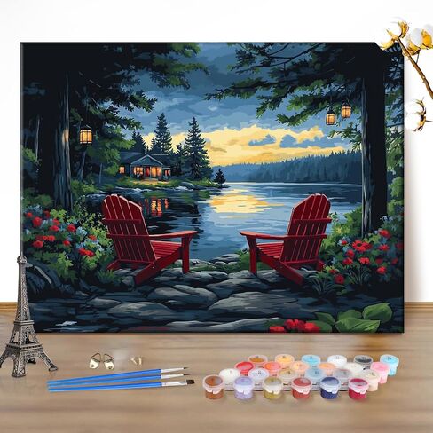 EOBROMD Paint by Numbers Kits for Adults Sunny Beach Palm, DIY Kits Crafts for Beginner, Painting Kits Adults, Oil Paint by Numbers for Home Decor Gift 16x20inch(Without Frame) in Saudi Arabia