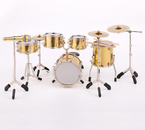 Miniature Drum Set Mini Musical Instrument Drum Set Kit Replica Collectible Figurines Birthday Gifts Music Home Decoration Display Ornament Model (Black) in Kuwait